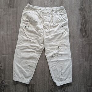 Free People White Distressed Drawstring Pants